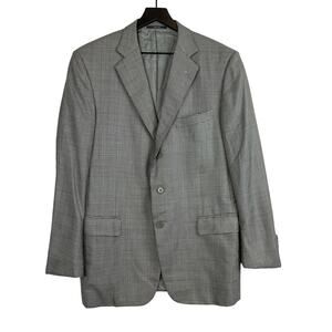 Ermenegildo Zegna Wool Silk Houndstooth Black Gray Blazer Jacket - 40R
